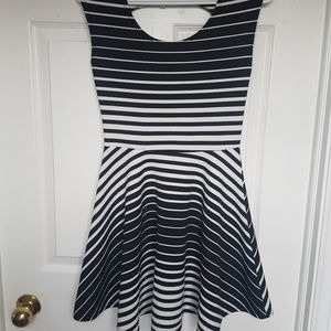 Rebel Sugar Black White Stripe Skater Dress